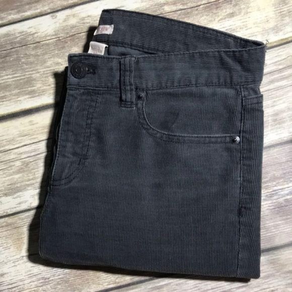 J.Crew Toothpick Corduroy Pants Gray Skinny 28